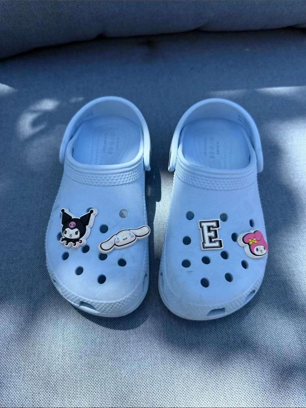 CROCS Kids Light Blue Clogs with Character Jibbitz